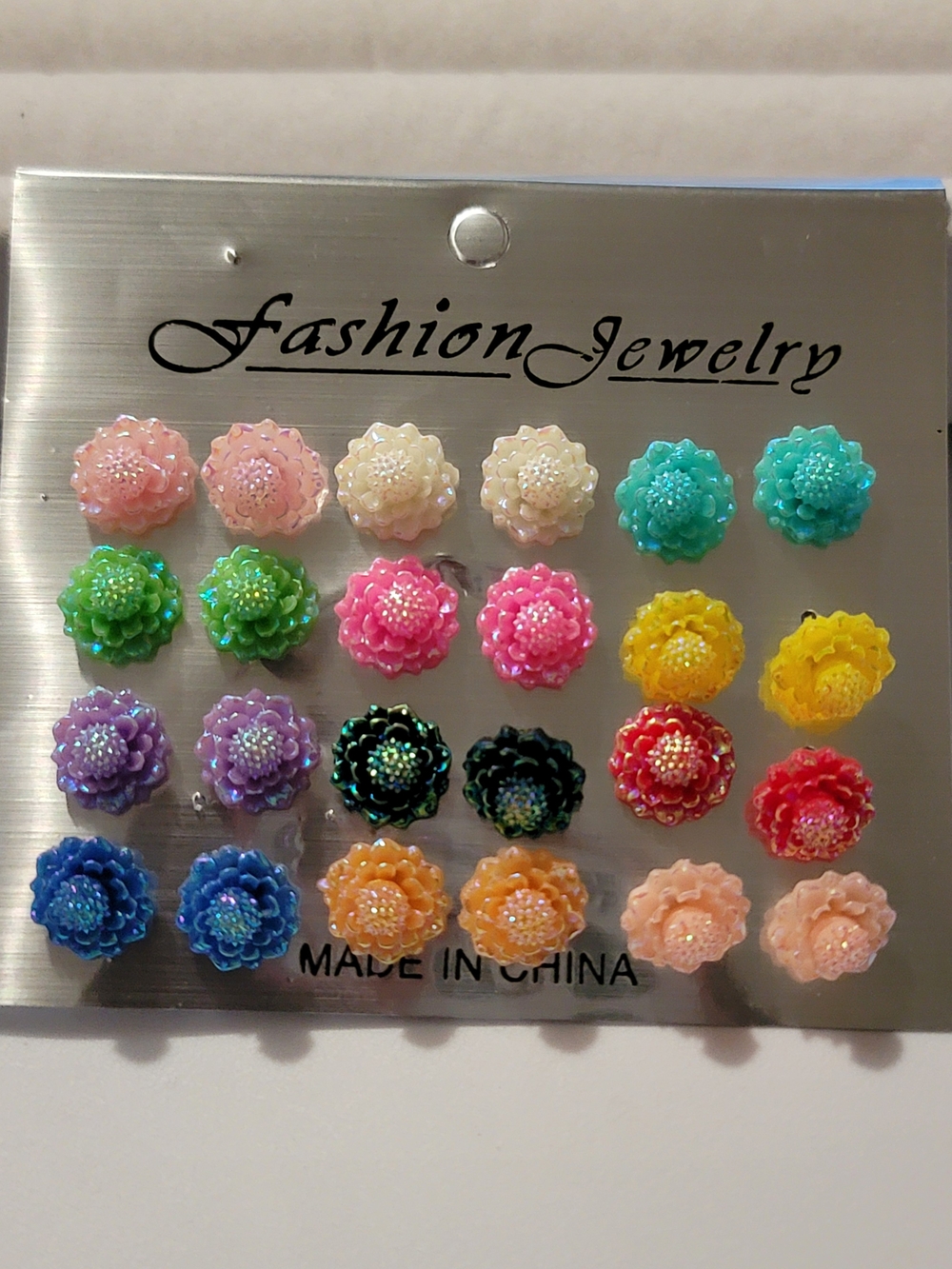 Fashion Jewelry Bright Multicolor Floral Stud Earring Set